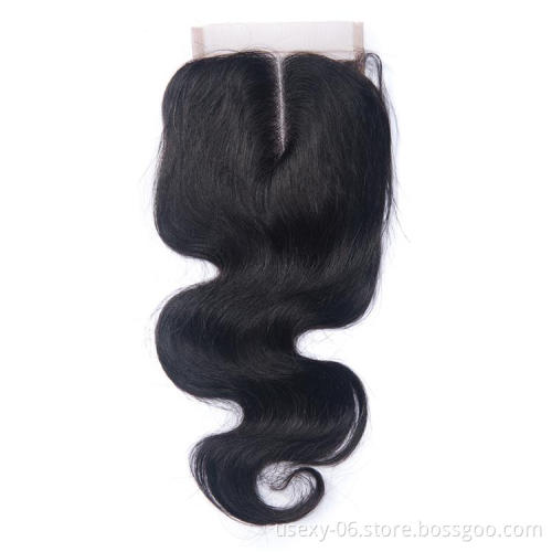 Cheap company direct price body wave natural color human hair closure
